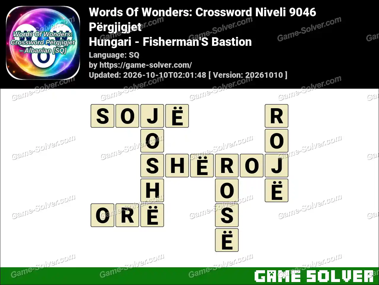 Words Of Wonders: Crossword Niveli 9046 Përgjigjet – Hungari – Fisherman’S Bastion